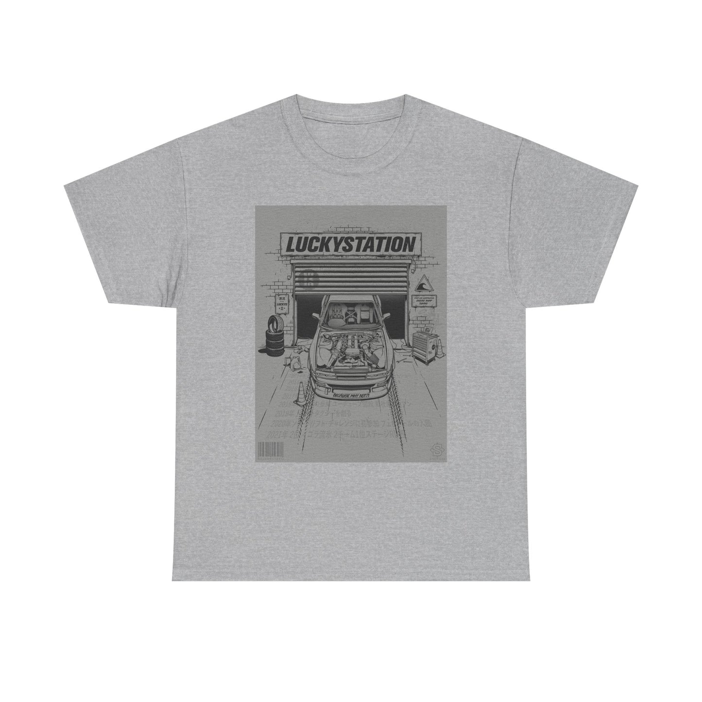 Lucky Station JDM Tuner Graphic T Shirt Unisex Heavy Cotton Tee Gift Vintage