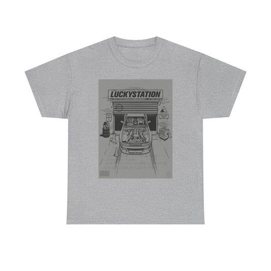 Lucky Station JDM Tuner Graphic T Shirt Unisex Heavy Cotton Tee Gift Vintage