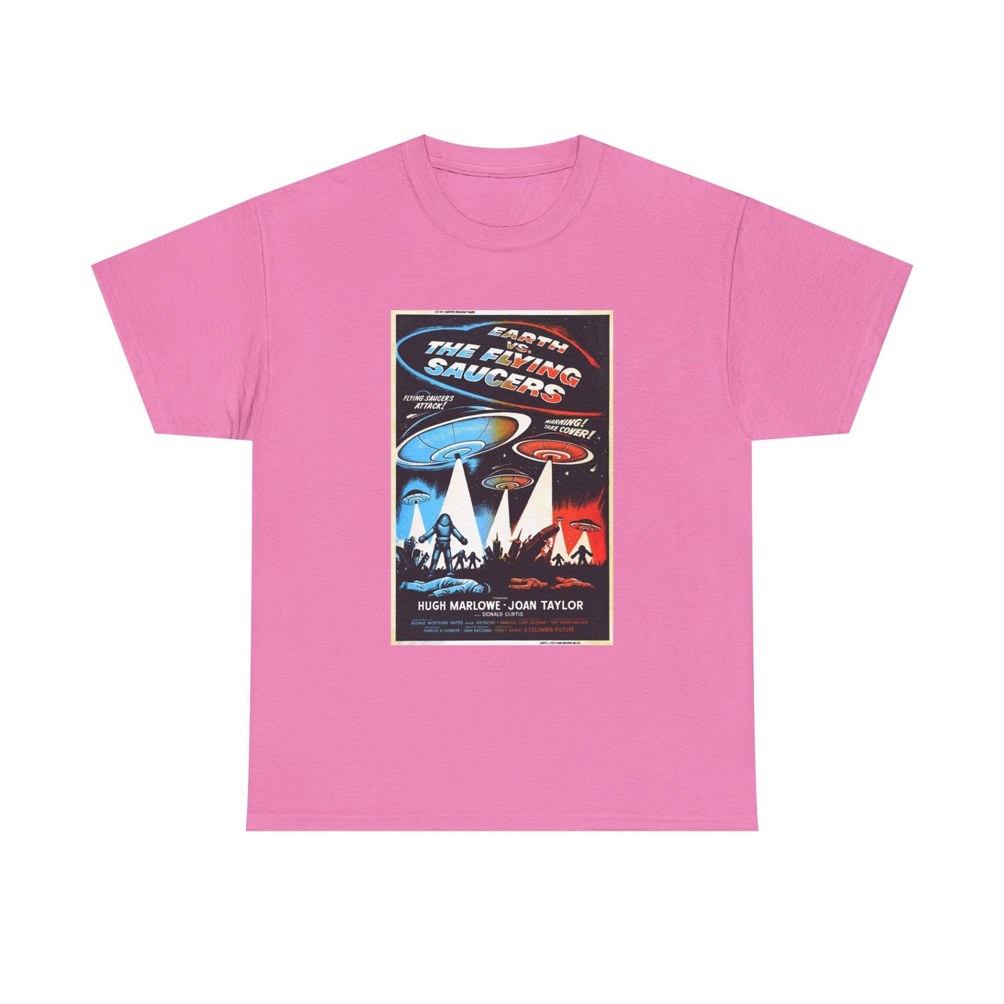 Earth vs Flying Saucers Tshirt Vintage Movie Poster Unisex Heavy Cotton Tee