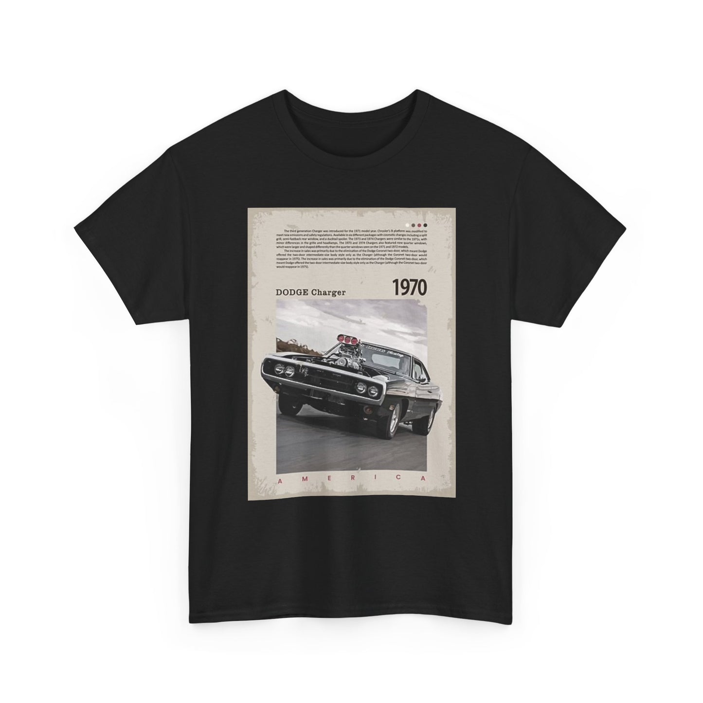 1970 Dodge Charger Graphic T Shirt Vintage Unisex Heavy Cotton Tee