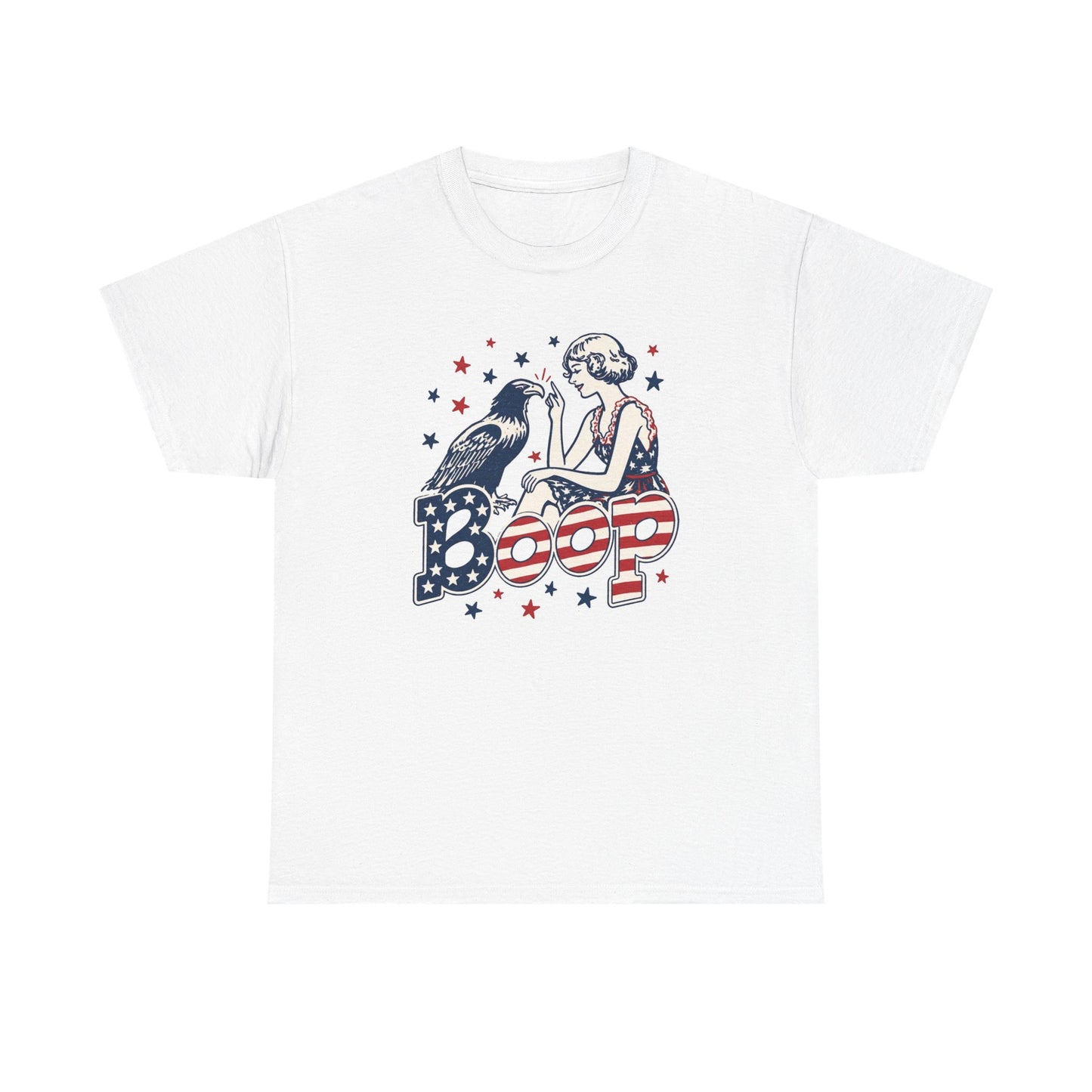 Bald Eagle USA Boop Funny Graphic T Shirt Men's Heavy Cotton Tee