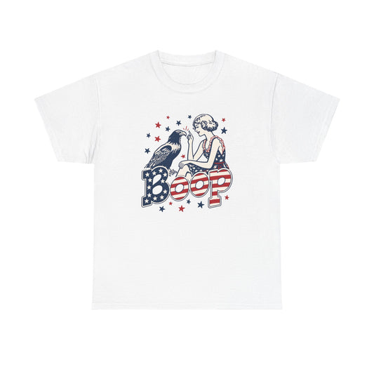 Bald Eagle USA Boop Funny Graphic T Shirt Men's Heavy Cotton Tee