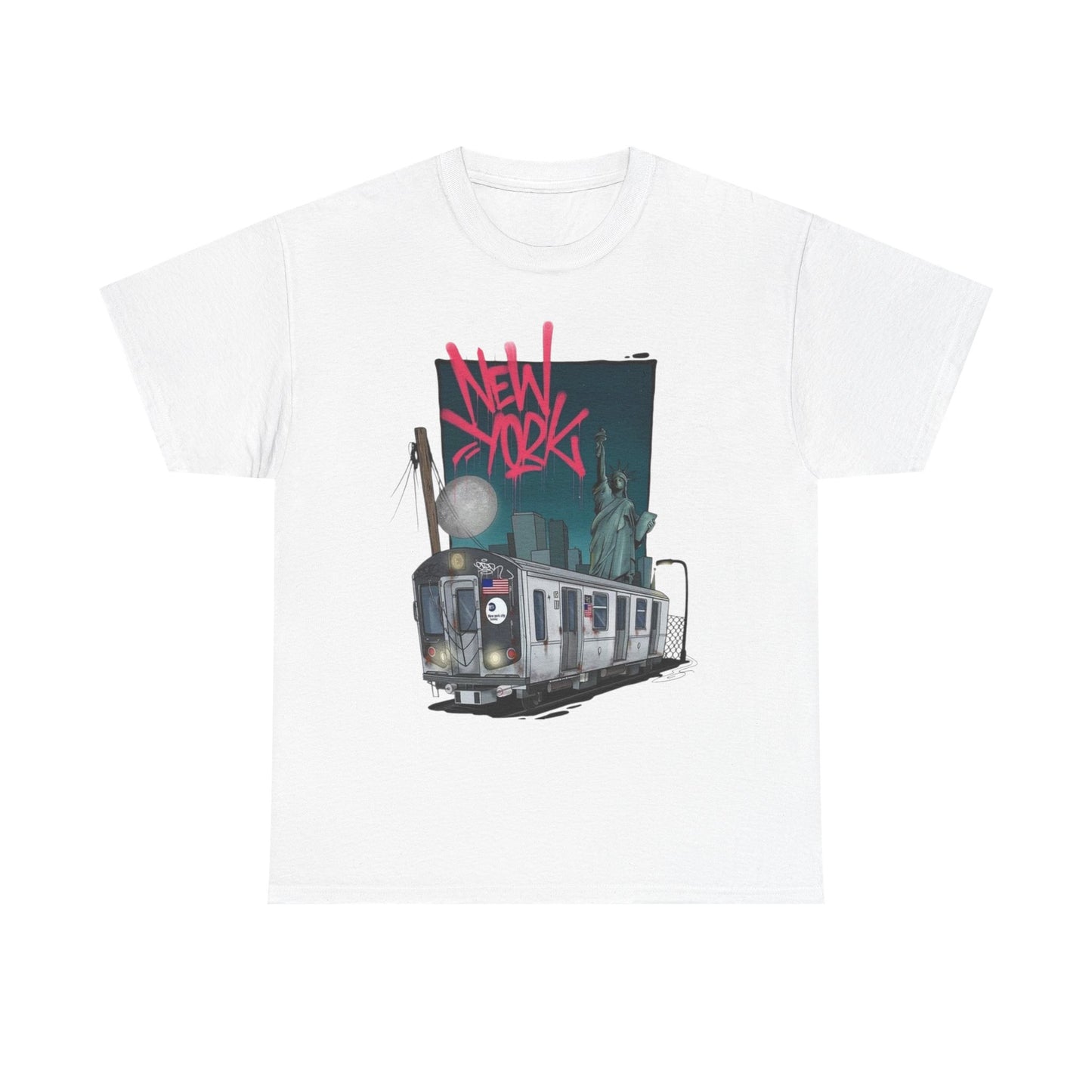 New York Subway Car Graphic T-Shirt Unisex Heavy Cotton Tee NEW