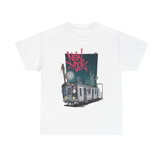 New York Subway Car Graphic T-Shirt Unisex Heavy Cotton Tee NEW
