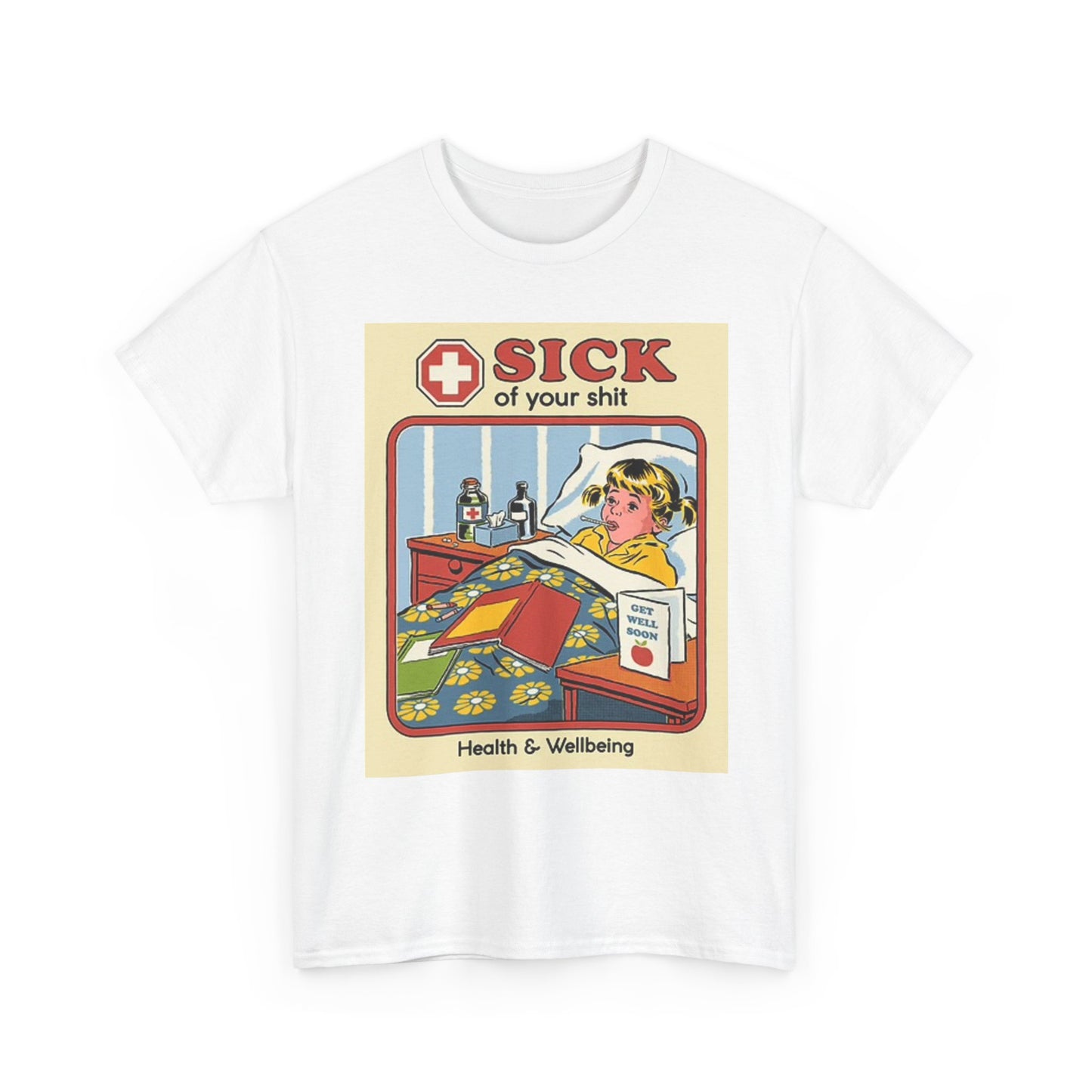 Health And Wellbeing Graphic T Shirt Funny Sick Unisex Heavy Cotton Tee