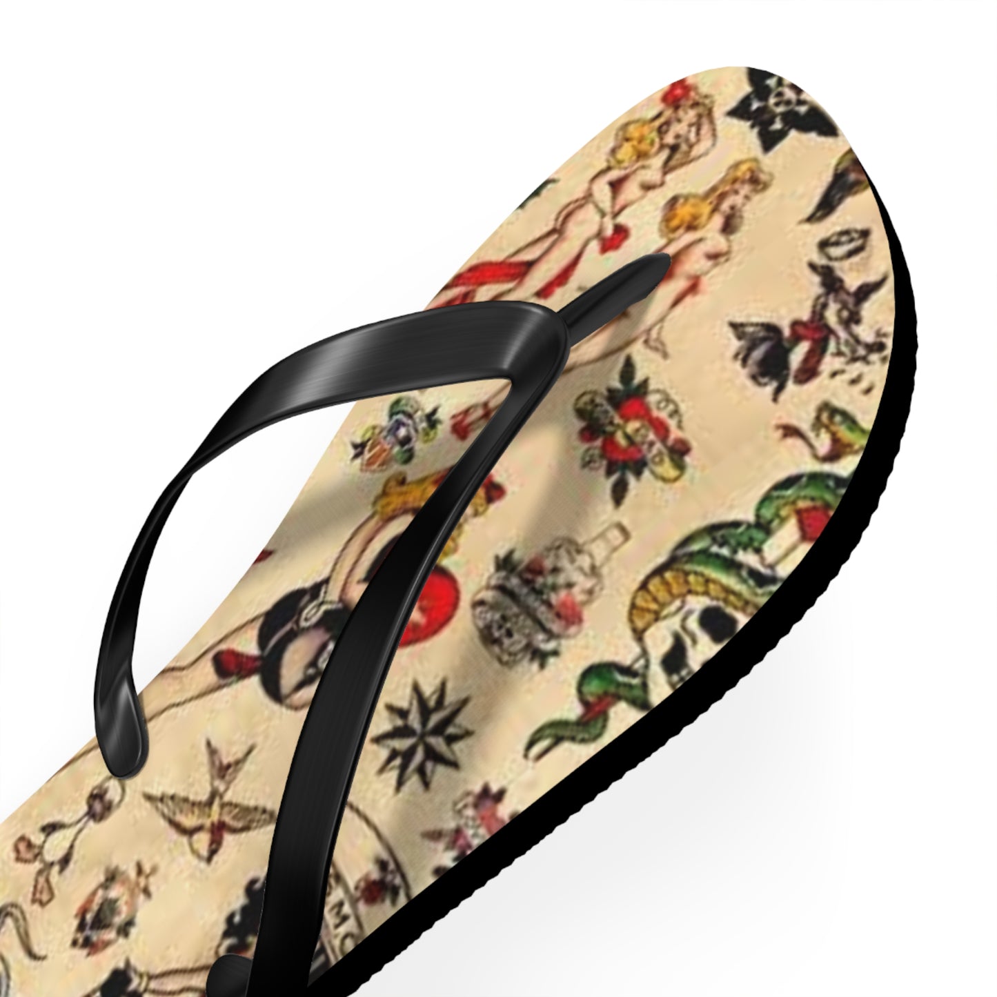 Sailor Jerry Navy Sandals, Beach Shoes, Vacation Flip Flops, Pool Slides
