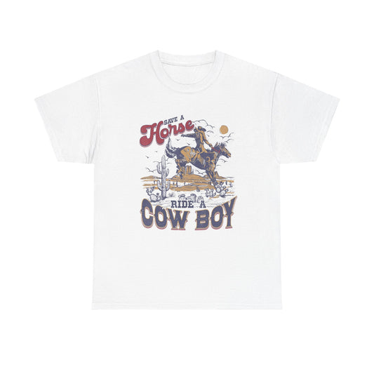 Save A Horse Ride A Cowboy Graphic T Shirt Womens Vintage Retro Cotton Tee