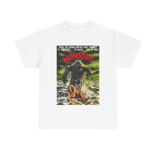Ocean Monster Tshirt Vintage Movie Poster Retro Bikini Unisex Heavy Cotton Tee