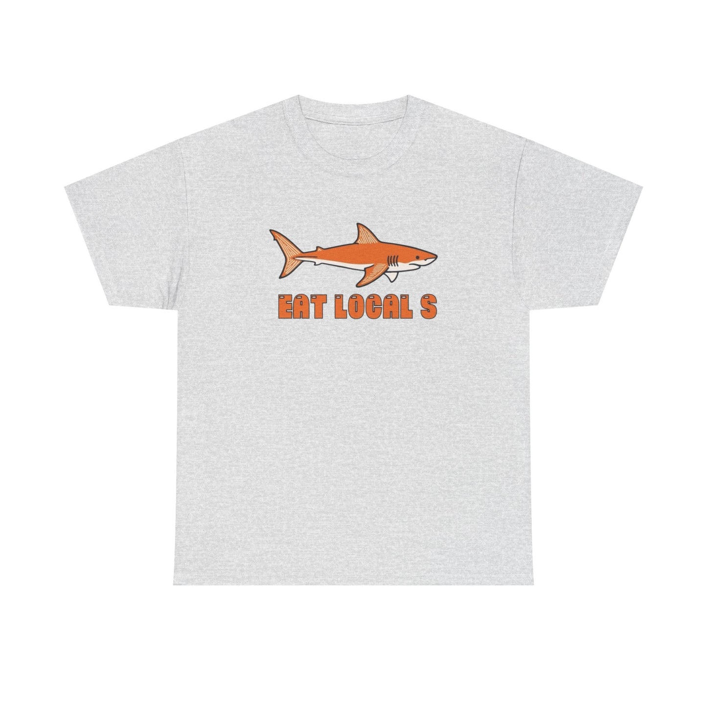 Eat Locals Funny Shark Graphic T Shirt NEW Vintage Adult Unisex Heavy Cotton Tee