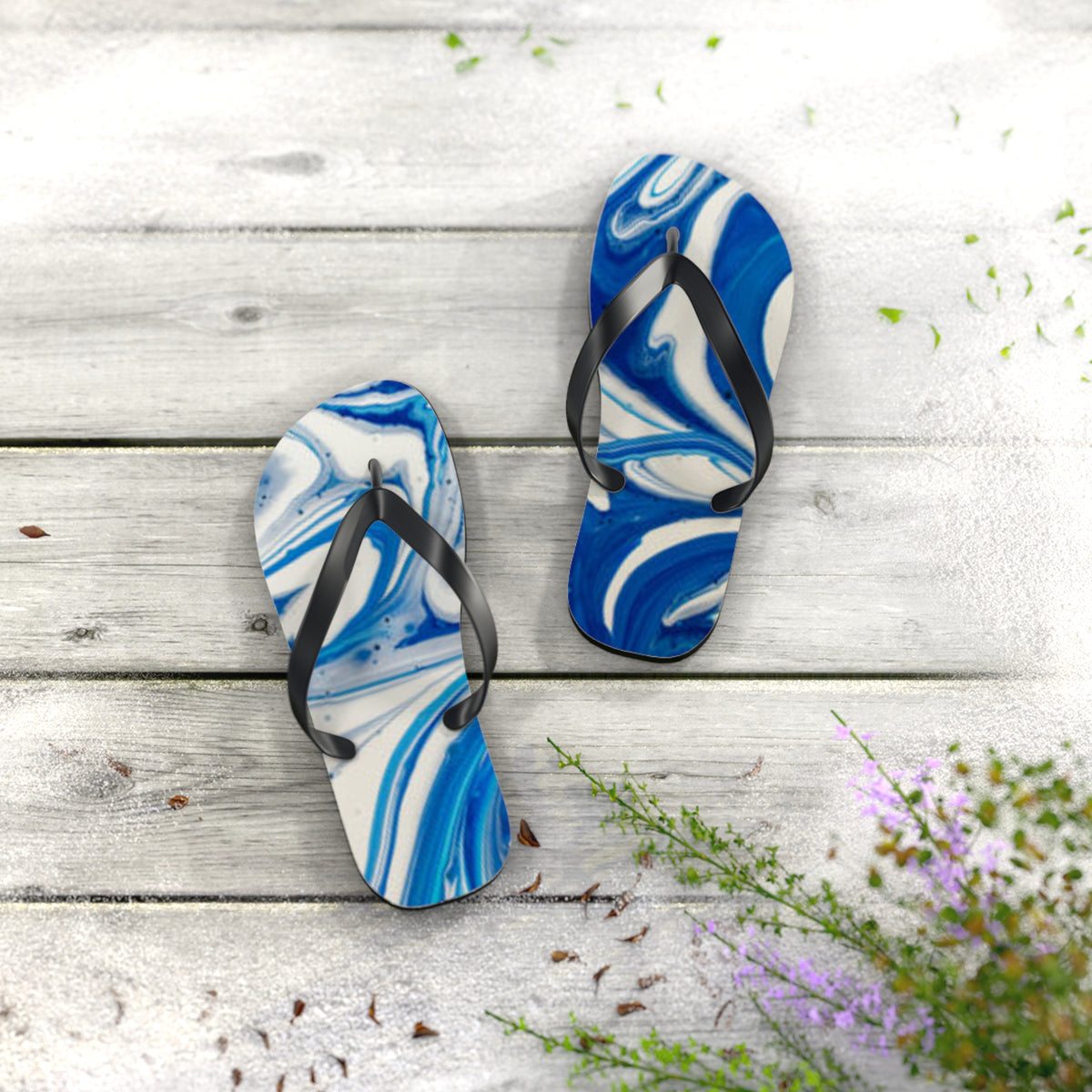 Blue And White Flip Flops, Sandals Slides, Summer Footwear, Brand New
