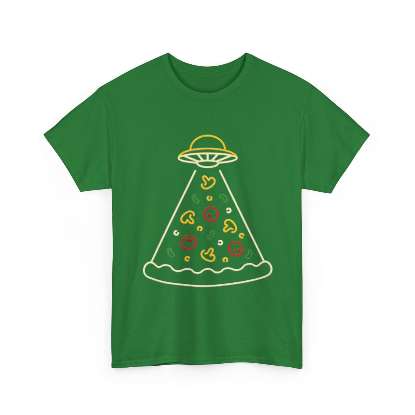 Space Pizza Shirt Funny Aliens One Bite Pizza Graphic Unisex Heavy Cotton Tee