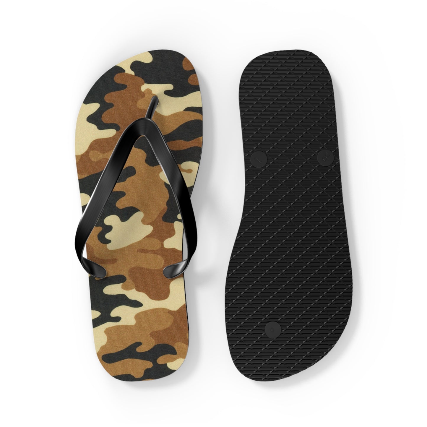 Waves And Sun Sandals Tan Camo Print Summer Flip Flops Slides BRAND NEW