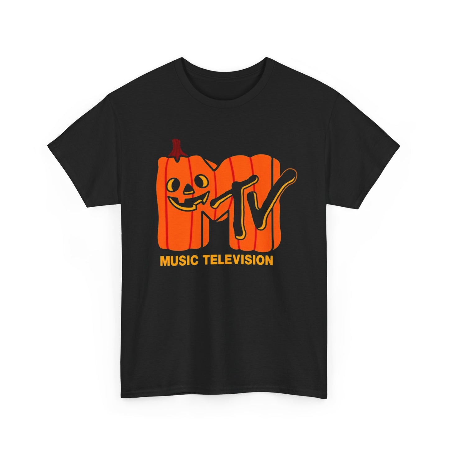 MTV Pumpkin Vintage Logo Graphic T Shirt Unisex Heavy Cotton Tee