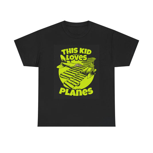 This Kid Loves Planes Graphic T Shirt Funny Unisex Heavy Cotton Tee