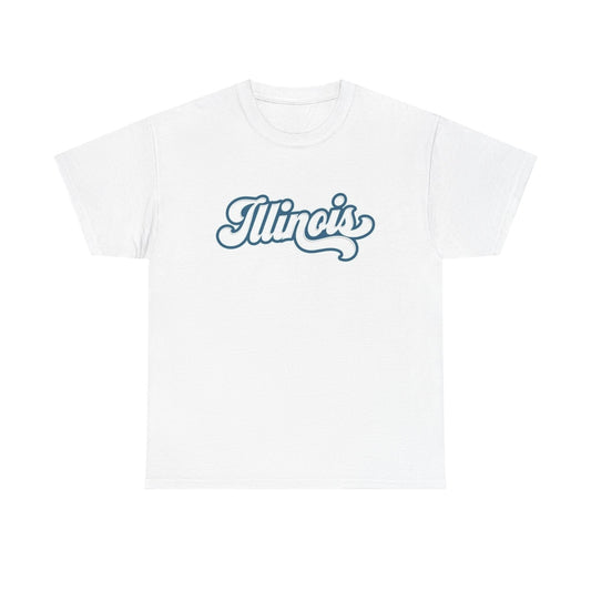 Illinois Graphic State Logo BRAND NEW Apparel T Shirt Unisex Unisex Heavy Cotton