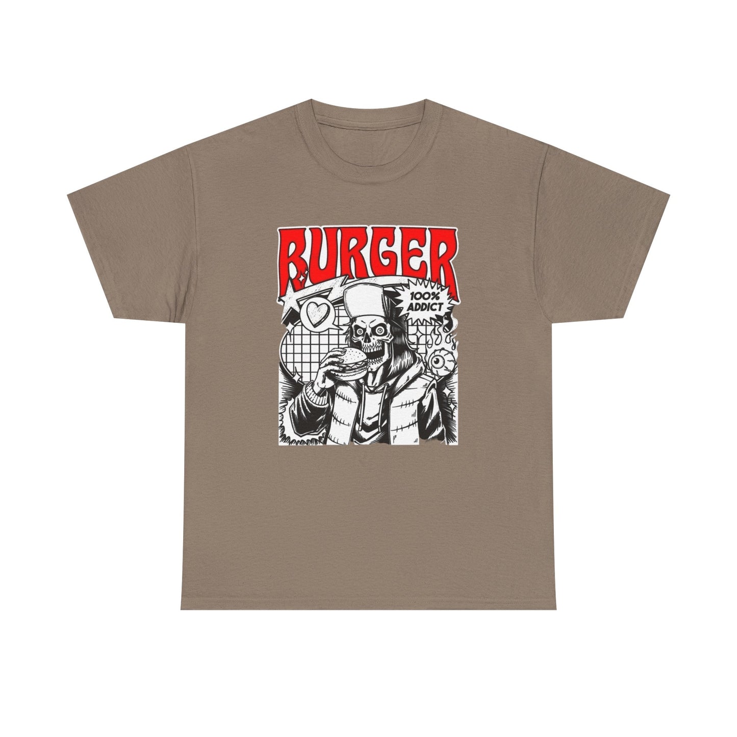 Burger Addict Funny Graphic T Shirt Unisex Heavy Cotton Tee