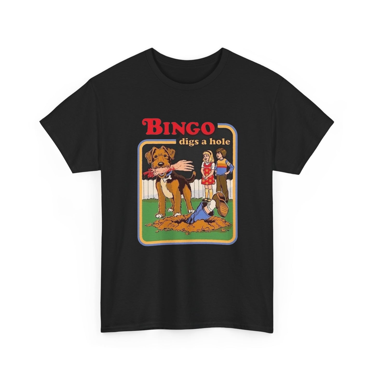 Bingo Digs A Hole Funny Dog Graphic T Shirt Unisex Heavy Cotton Tee