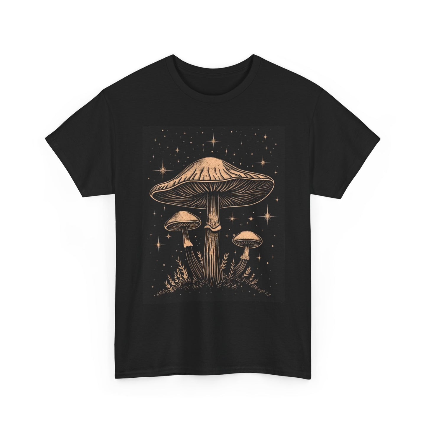 Space Mushrooms Graphic Shirt Funny Trippy Vibes Unisex Heavy Cotton Tee