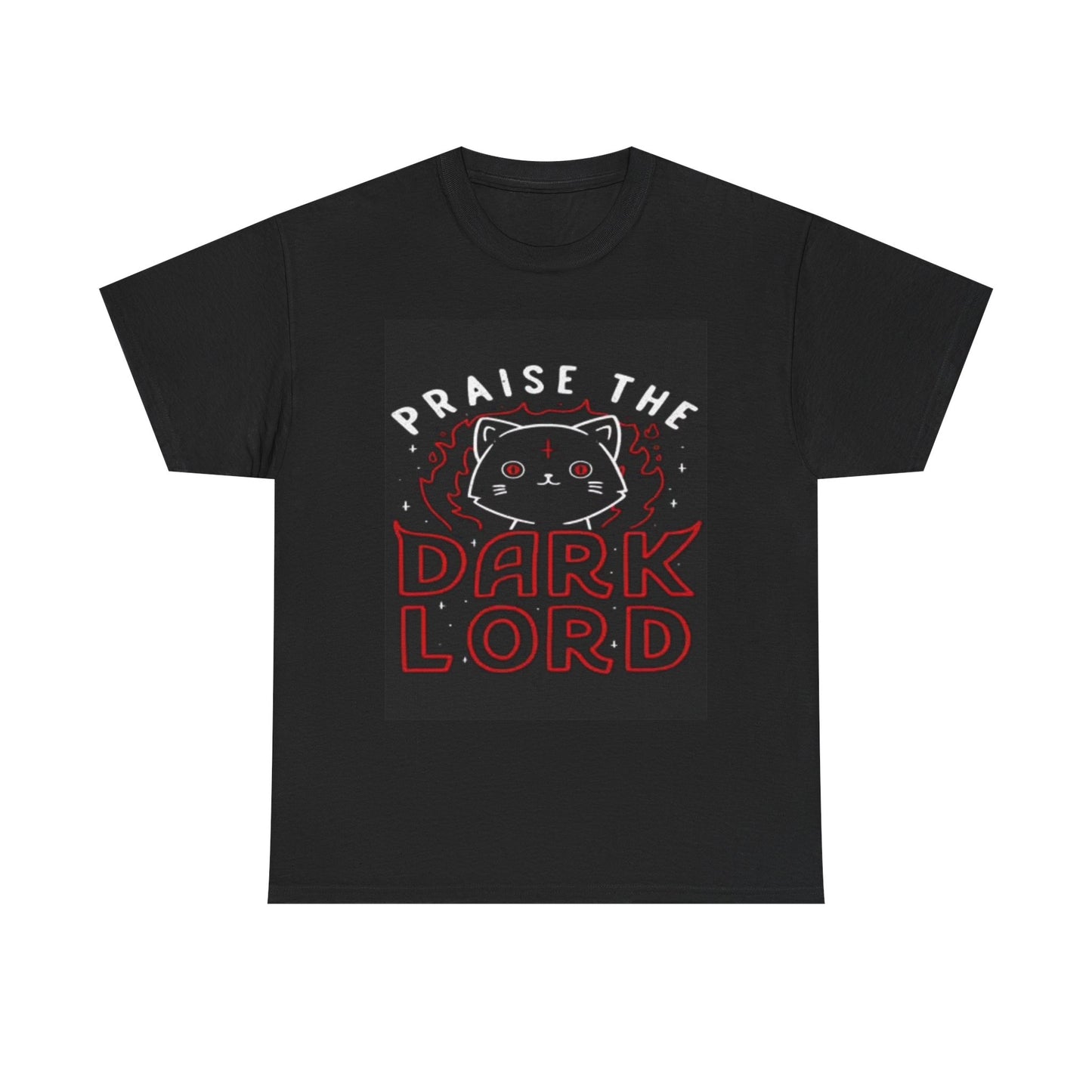 Praise The Dark Lord Kitten Funny Graphic Shirt Vintage Unisex Heavy Cotton Tee