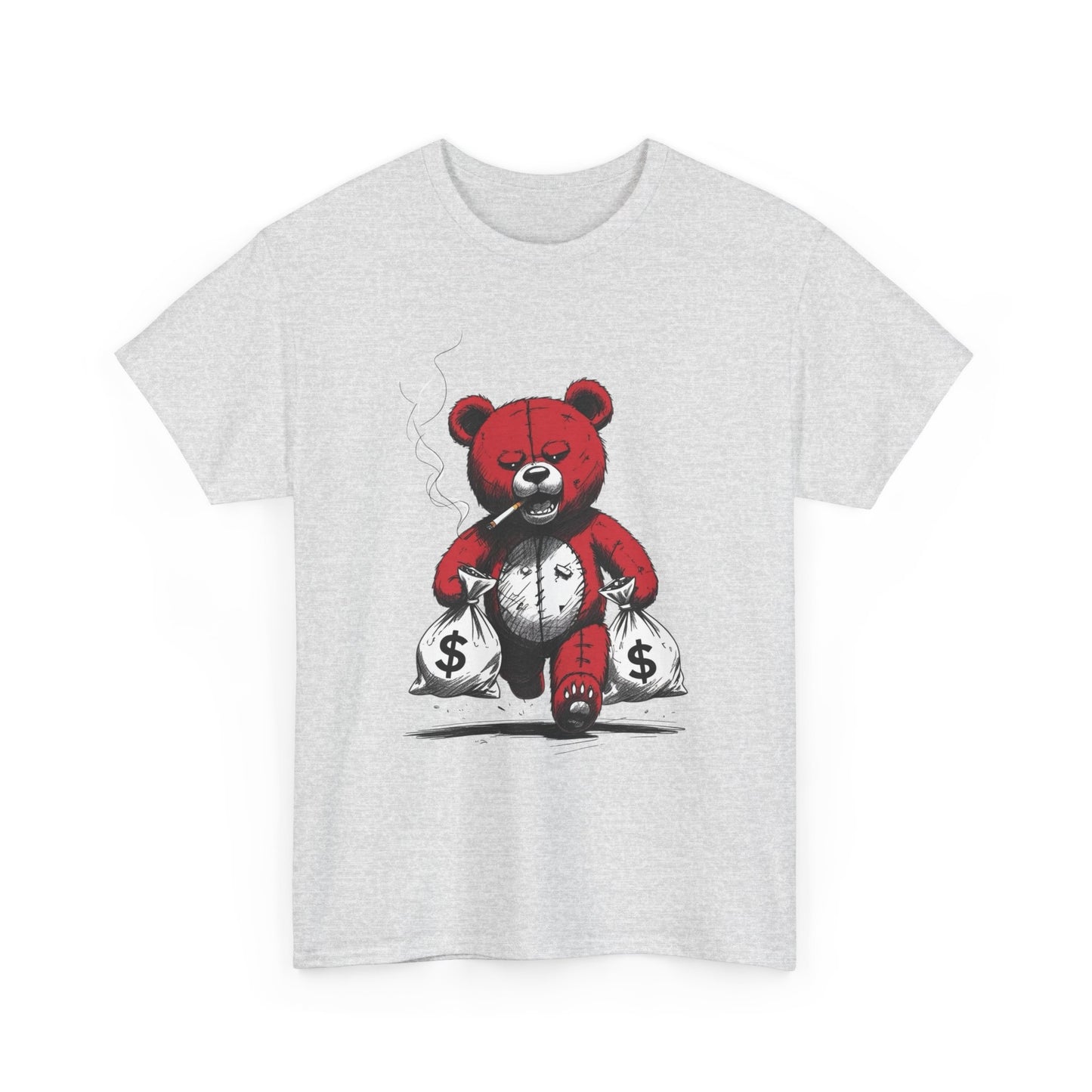 Teddy Bear Money Bags Graphic T Shirt NEW Unisex Heavy Cotton Tee