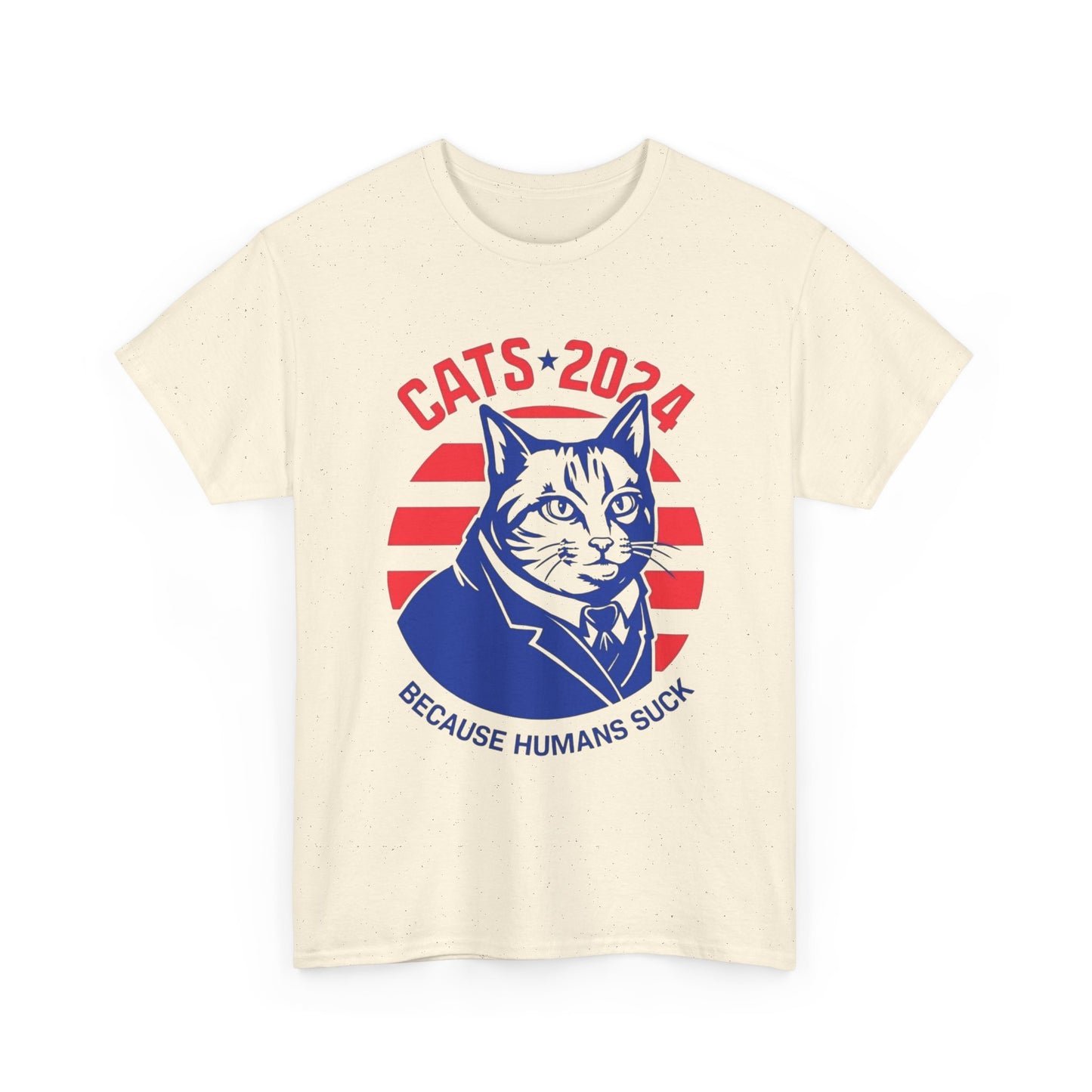 Cats 2024 Funny People Suck Graphic T Shirt Unisex Heavy Cotton Tee NEW