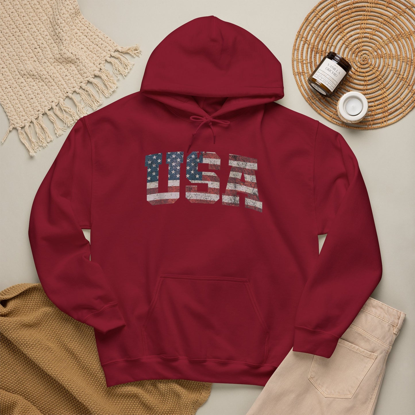 USA American Flag Retro Graphic Hoodie Men's Heavy Blend™ Hooded Sweatshirt