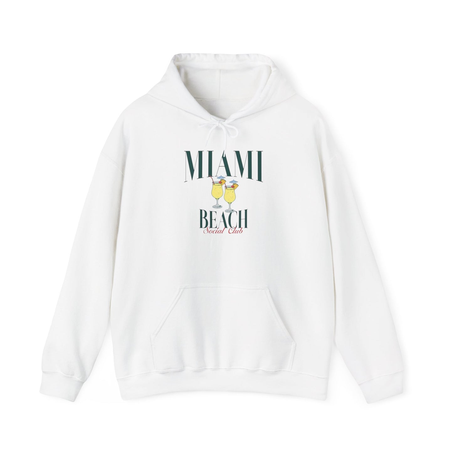 Miami Beach Social Club Graphic Hoodie Heavy Blend Sweatshirt NEW