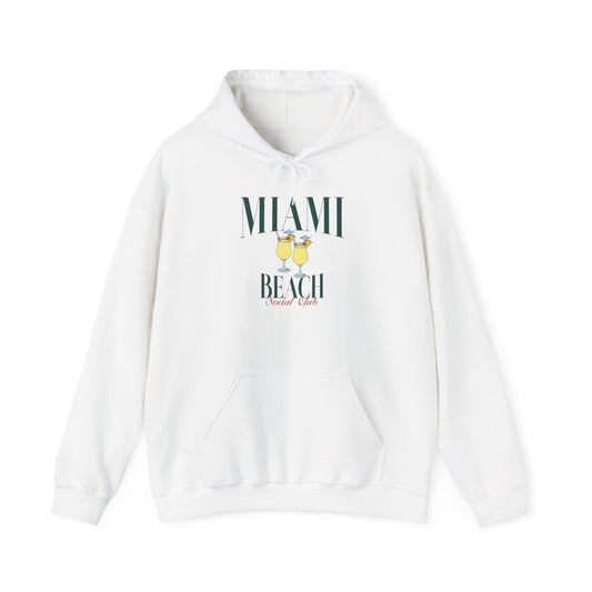Miami Beach Social Club Graphic Hoodie Heavy Blend Sweatshirt NEW