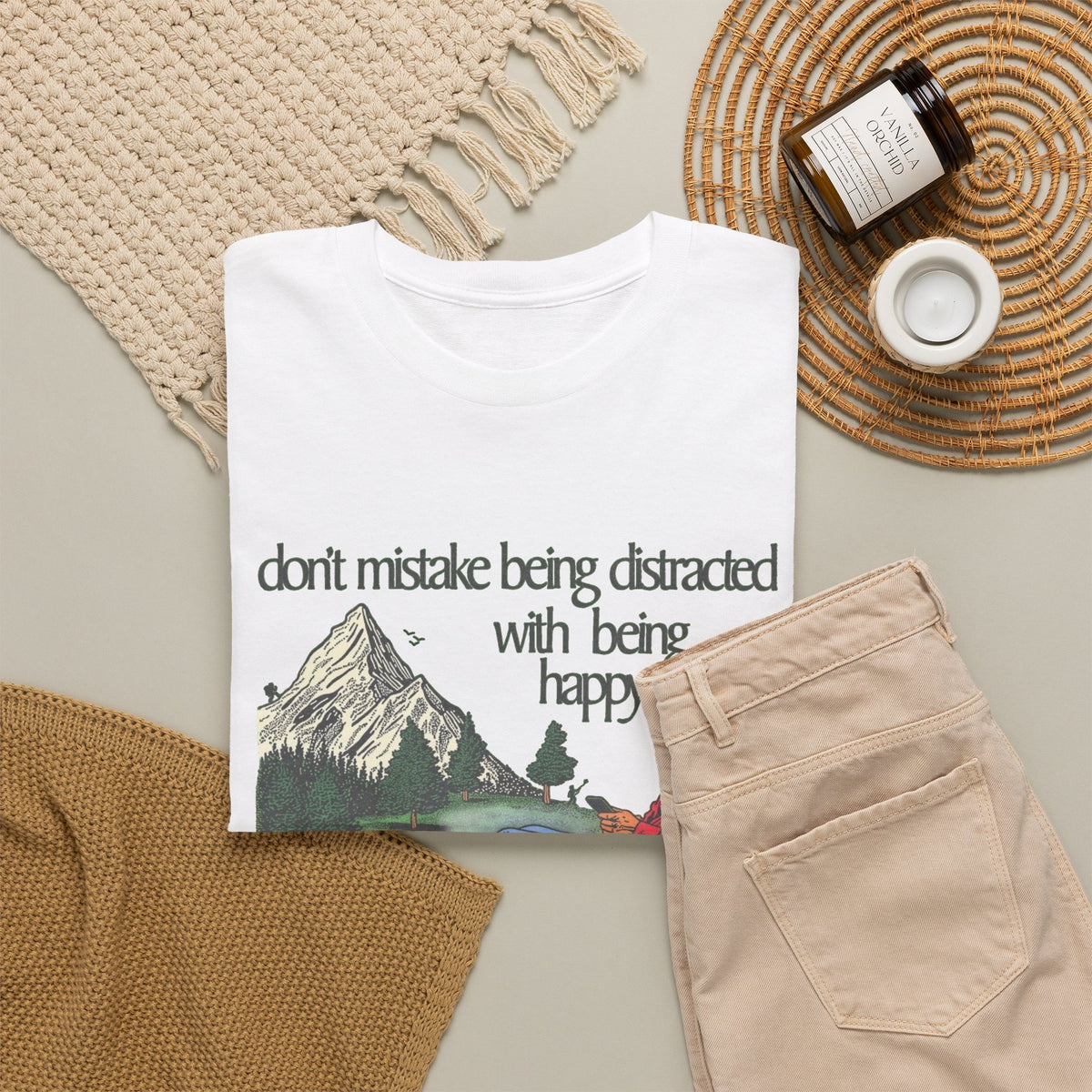 Don't Mistake Being Distracted With Being Happy T Shirt Men's Heavy Cotton Tee