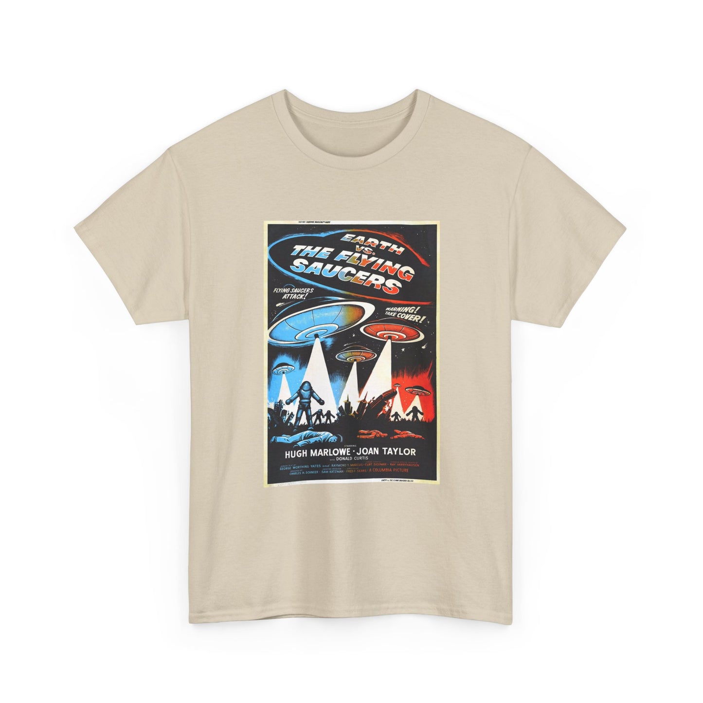 Earth vs Flying Saucers Tshirt Vintage Movie Poster Unisex Heavy Cotton Tee
