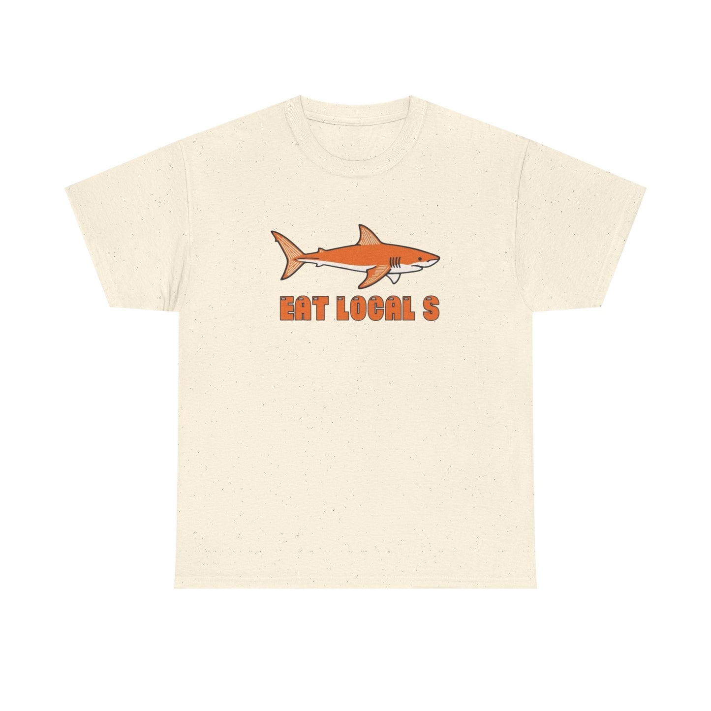 Eat Locals Funny Shark Graphic T Shirt NEW Vintage Adult Unisex Heavy Cotton Tee