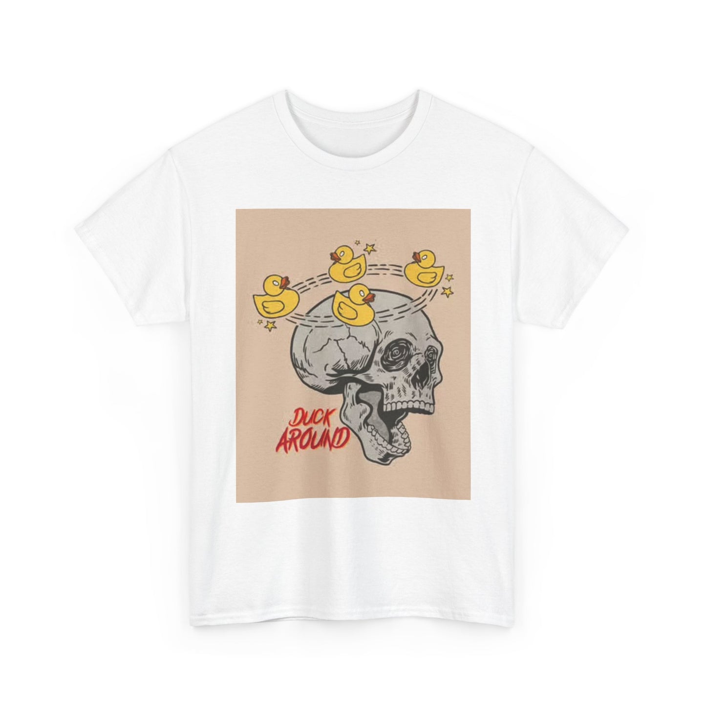 Duck Around Skull Graphic T Shirt Retro Funny Unisex Heavy Cotton Tee