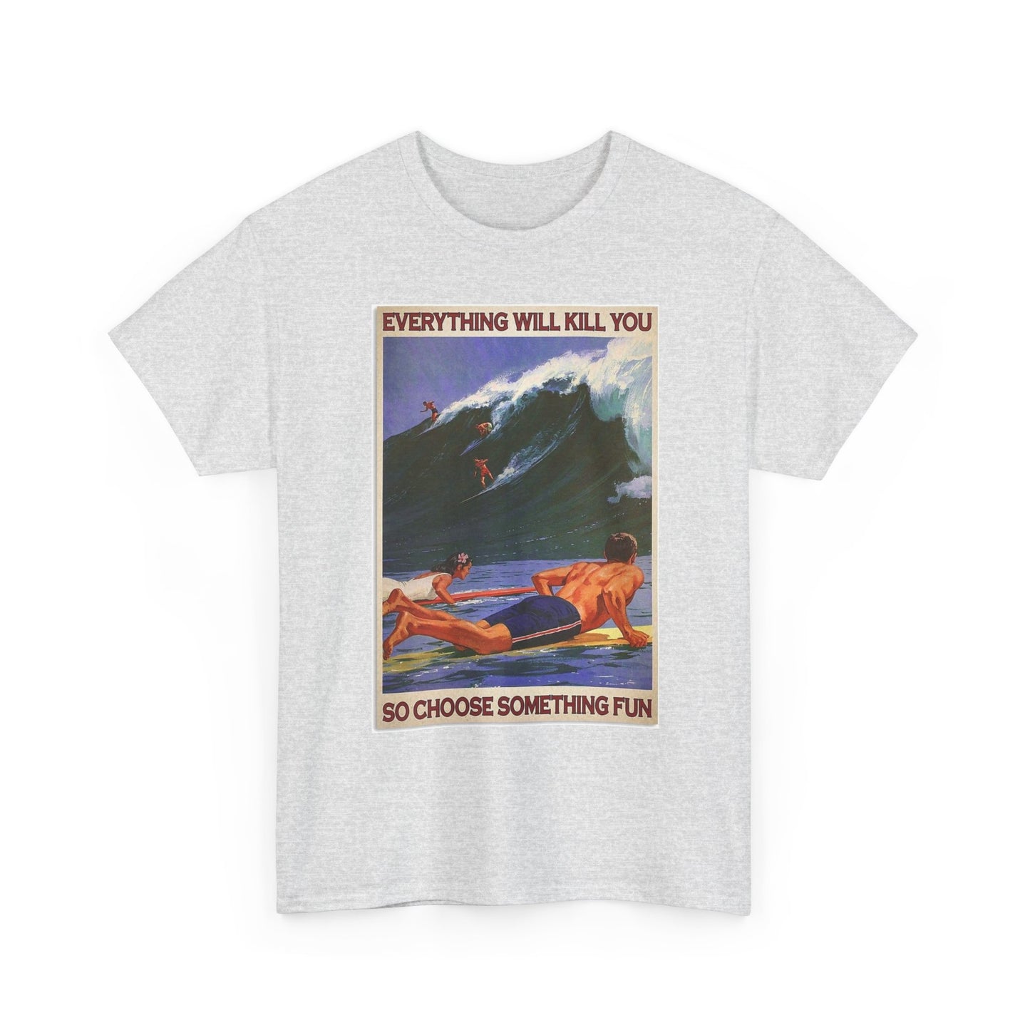 Vintage Surfing Graphic T Shirt Retro Hawaii Unisex Heavy Cotton Tee