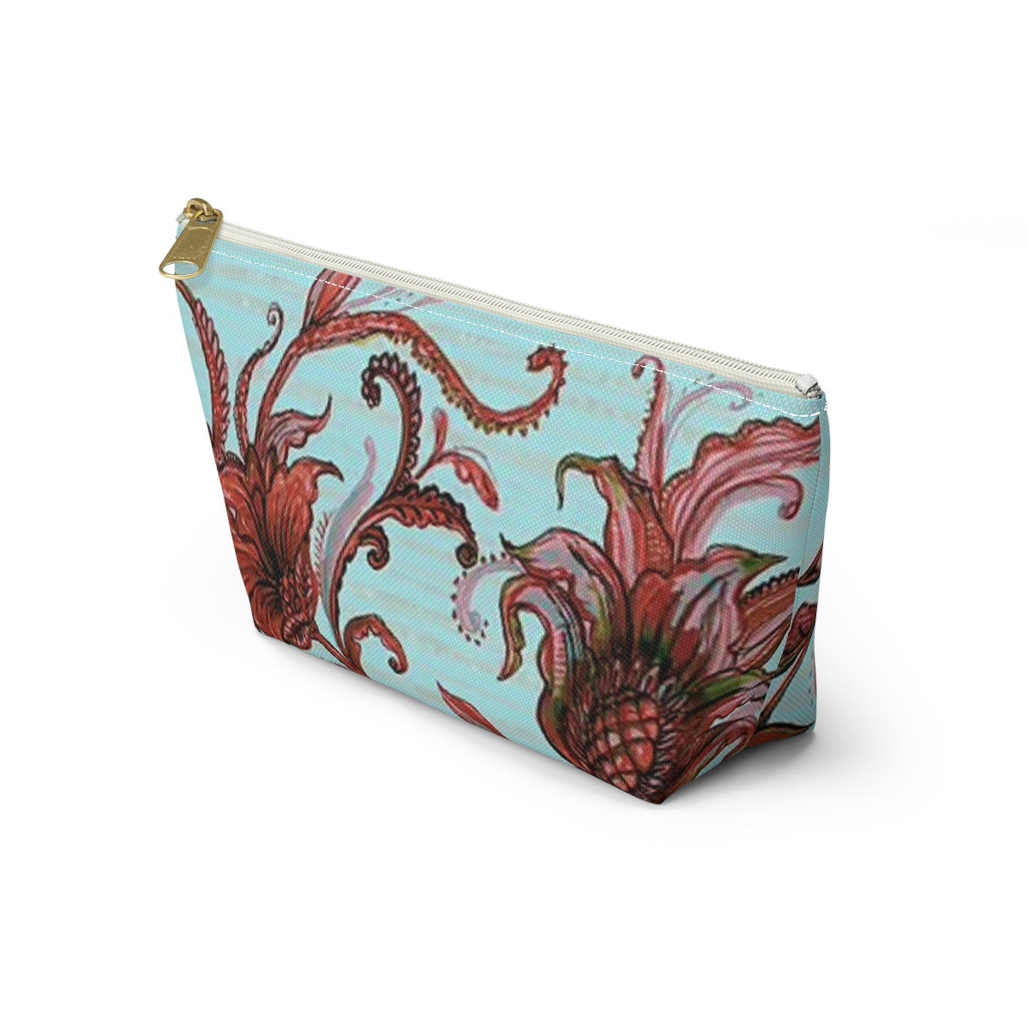 Floral Multi Color Blue Travel Bag Multi ColorAccessory Pouch w T-bottom