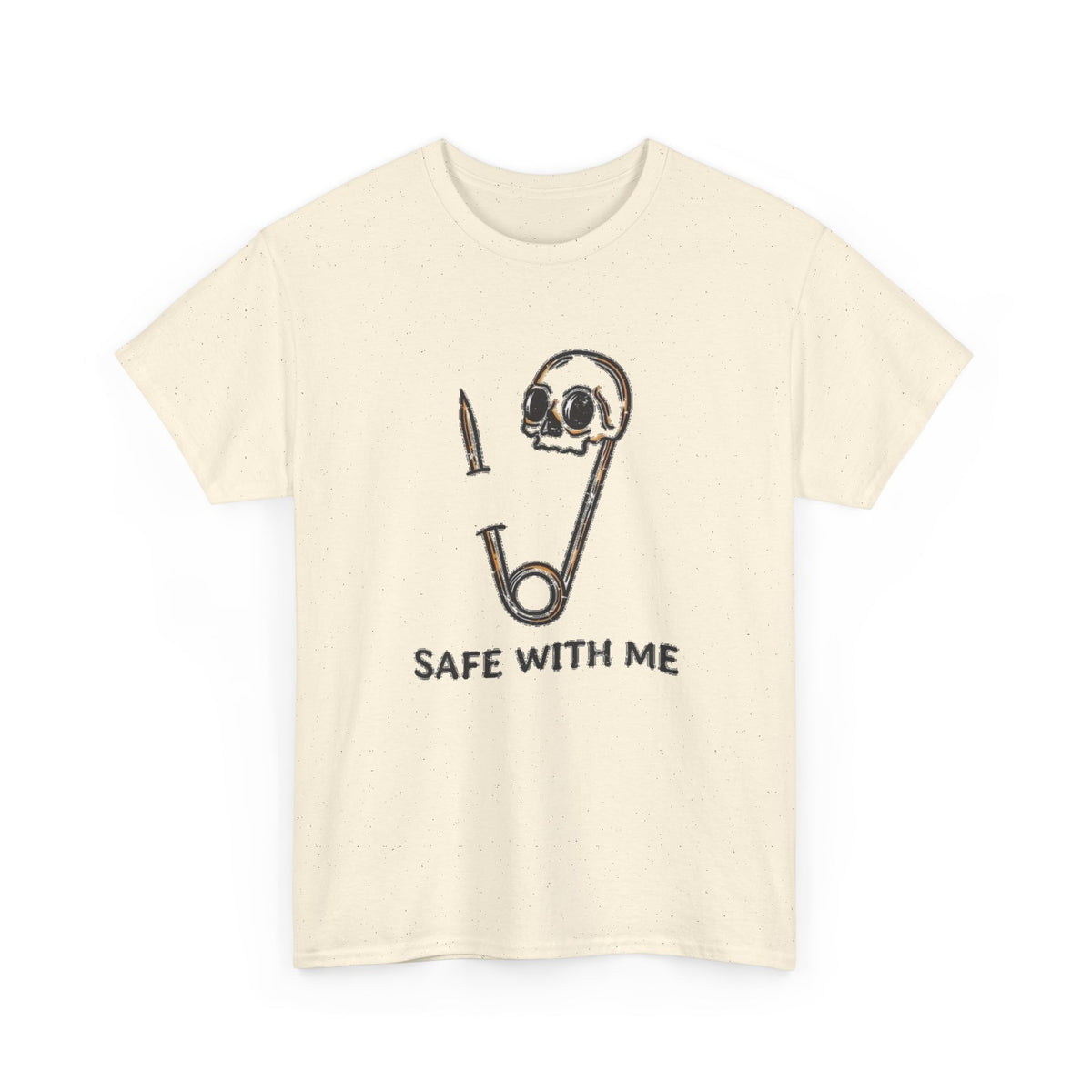 Skull and Safety Pin “Safe With Me” T-Shirt Men's Tee