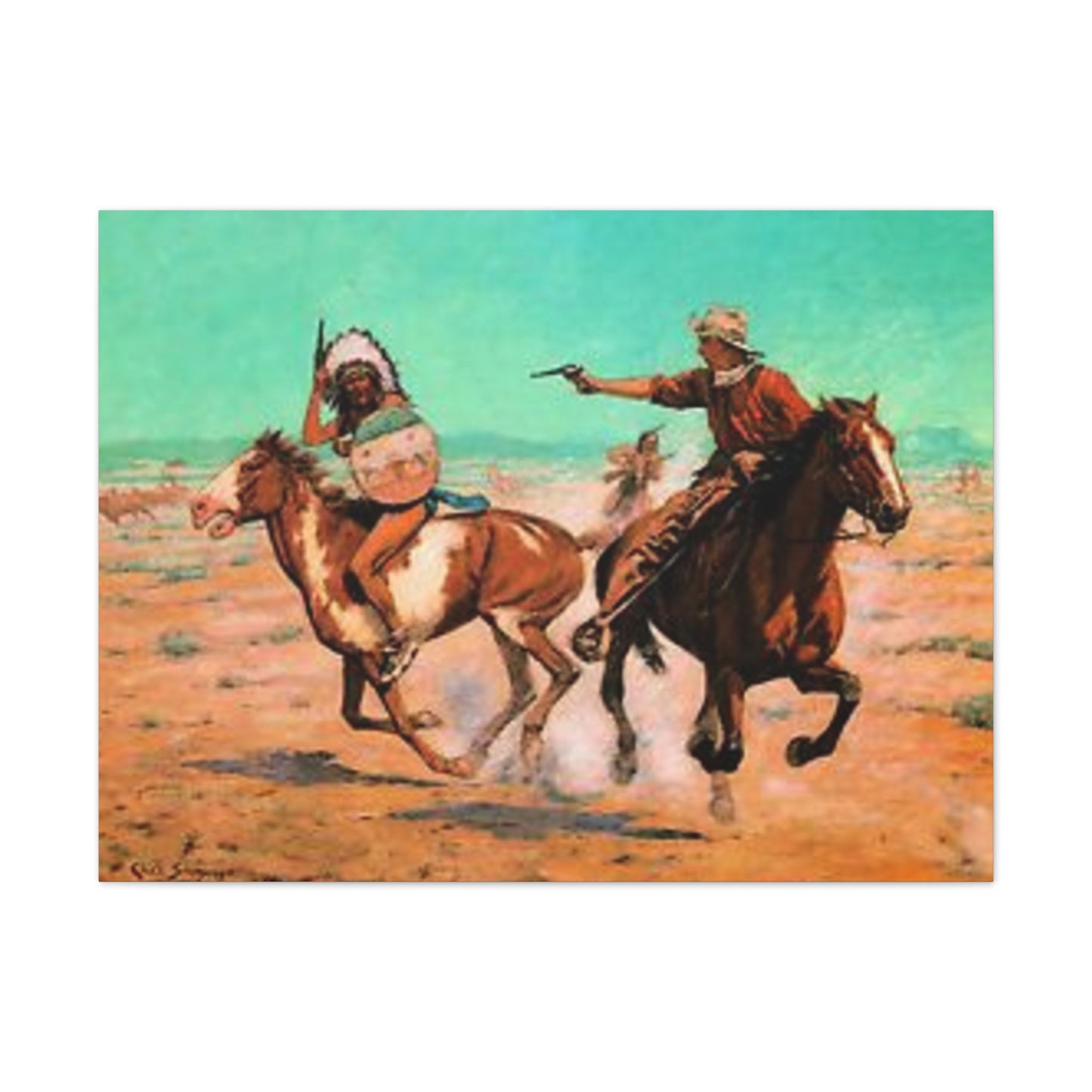 Cowboys And Indians Western AMERICA USA New Print Canvas Stretched, 0.75"