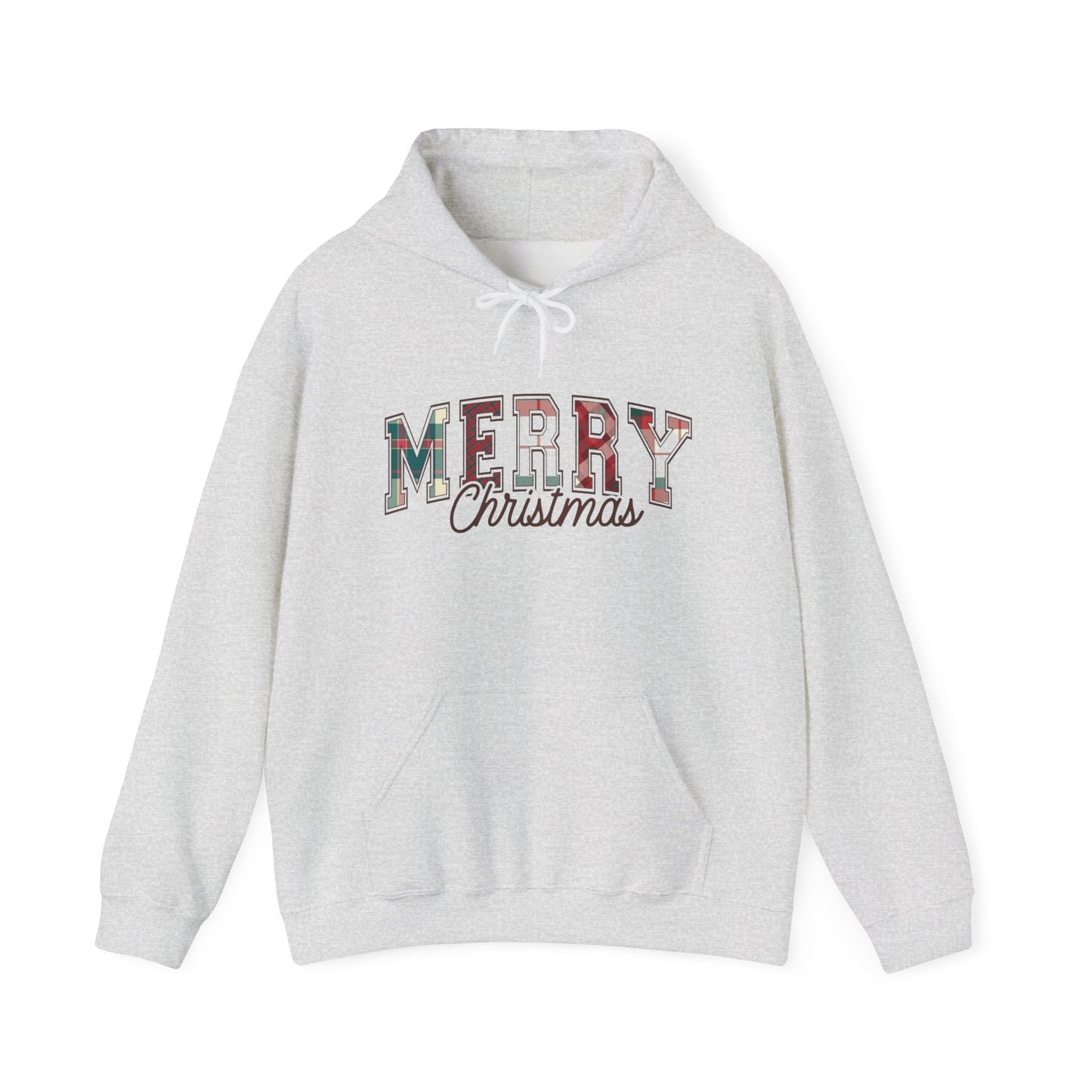 Plaid Merry Christmas Graphic Hoodie Unisex Heavy Blend™ Hooded Sweatshirt