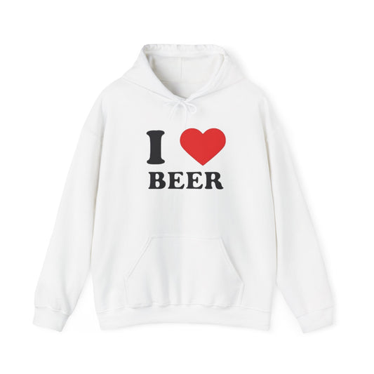 I Love Beer Funny Gift Graphic Hoodie Unisex Heavy Blend™ Hooded Sweatshirt