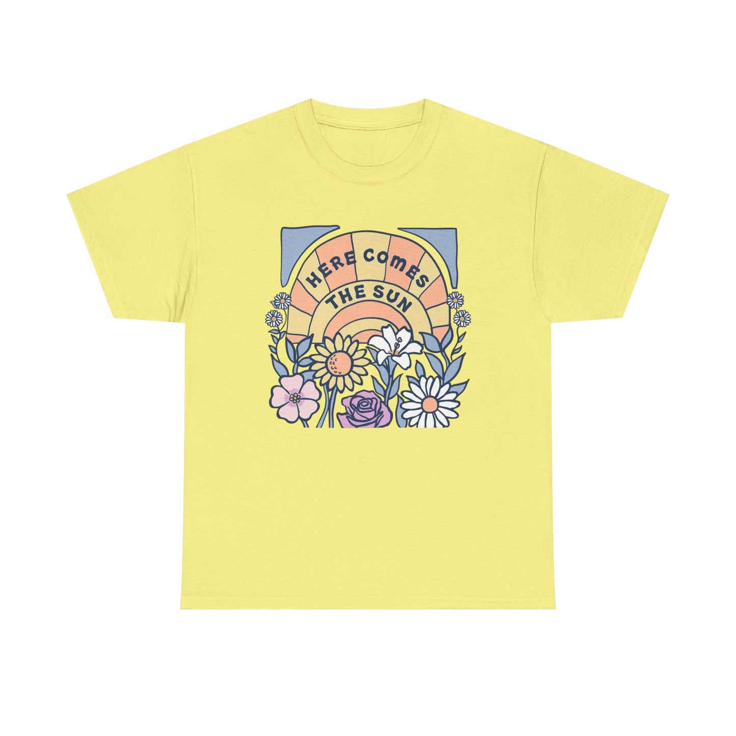 Here Comes The Sun Graphic T Shirt NEW Adult Unisex Heavy Cotton Tee
