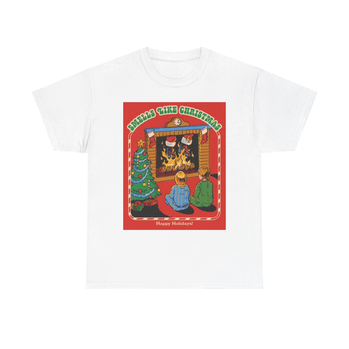 Smells Like Christmas Funny Santa Graphic T Shirt Unisex Heavy Cotton Tee