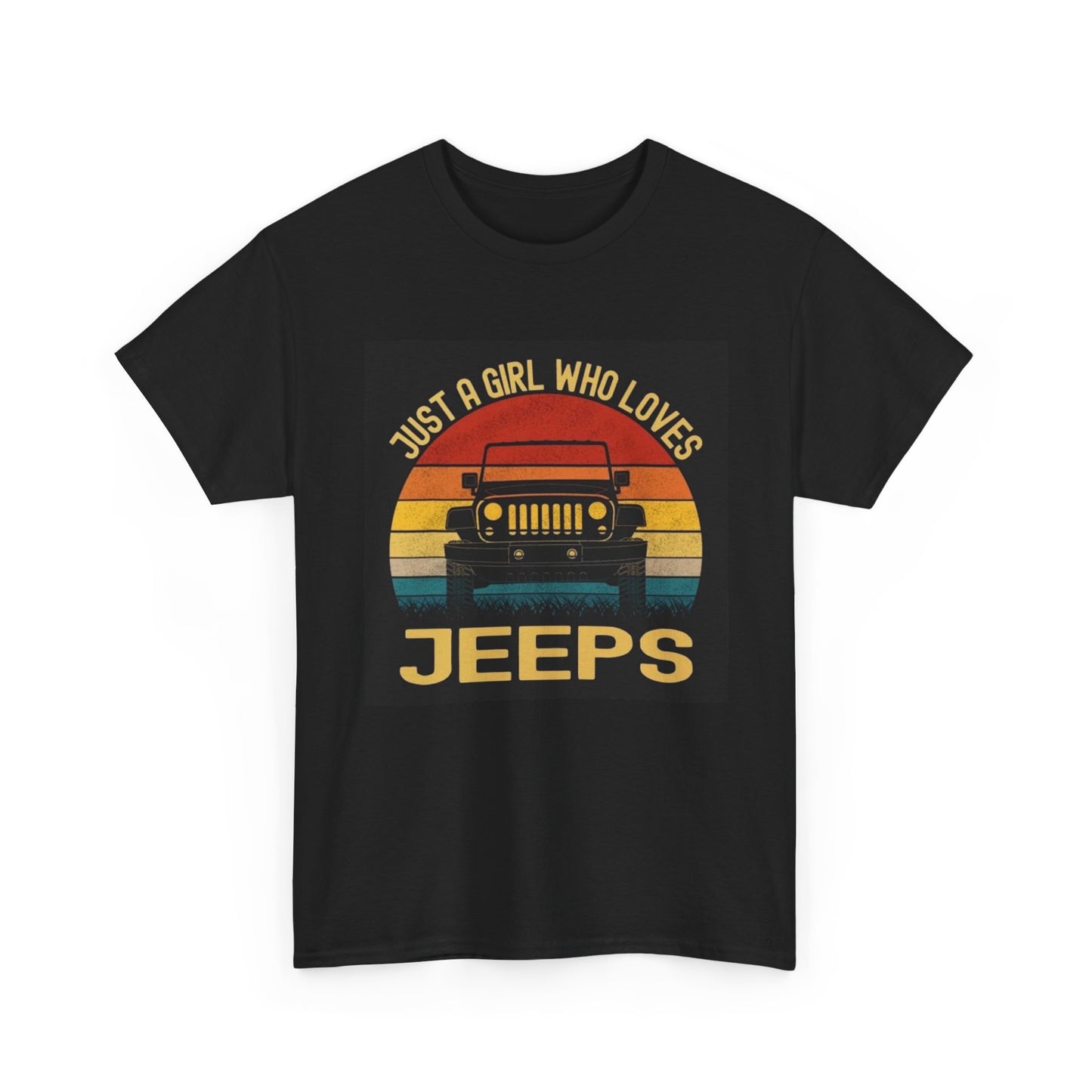Just A Girl Who Loves Jeeps Tshirt Retro Vibes Unisex Heavy Cotton Tee