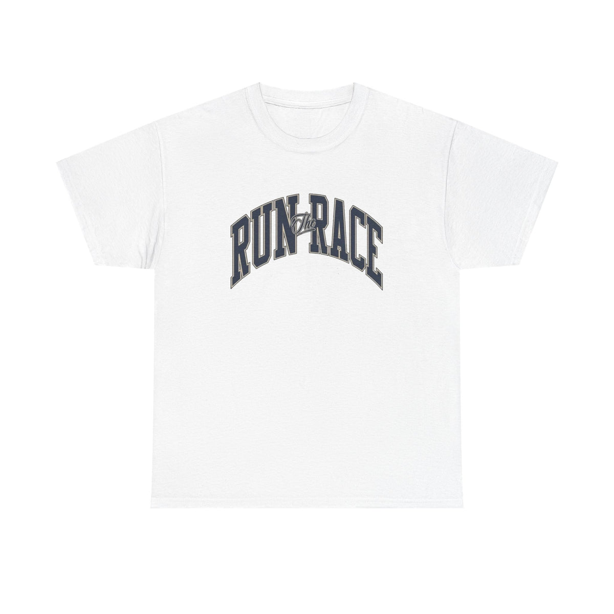 Run The Race Graphic T Shirt Men's Classic Heavy Cotton Tee