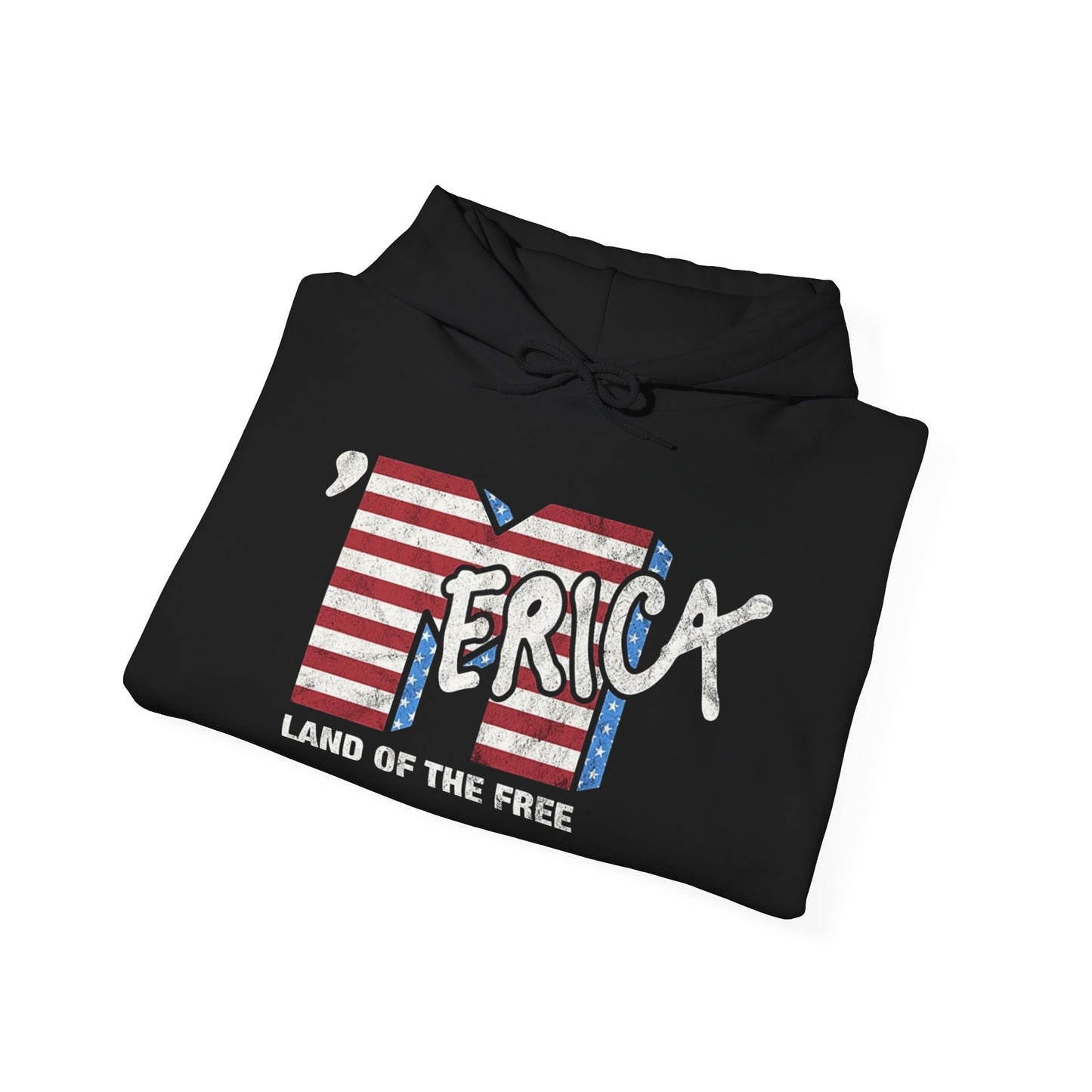 MERICA Land Of The Free Graphic Hoodie Unisex Heavy Blend™ Hooded Sweatshirt