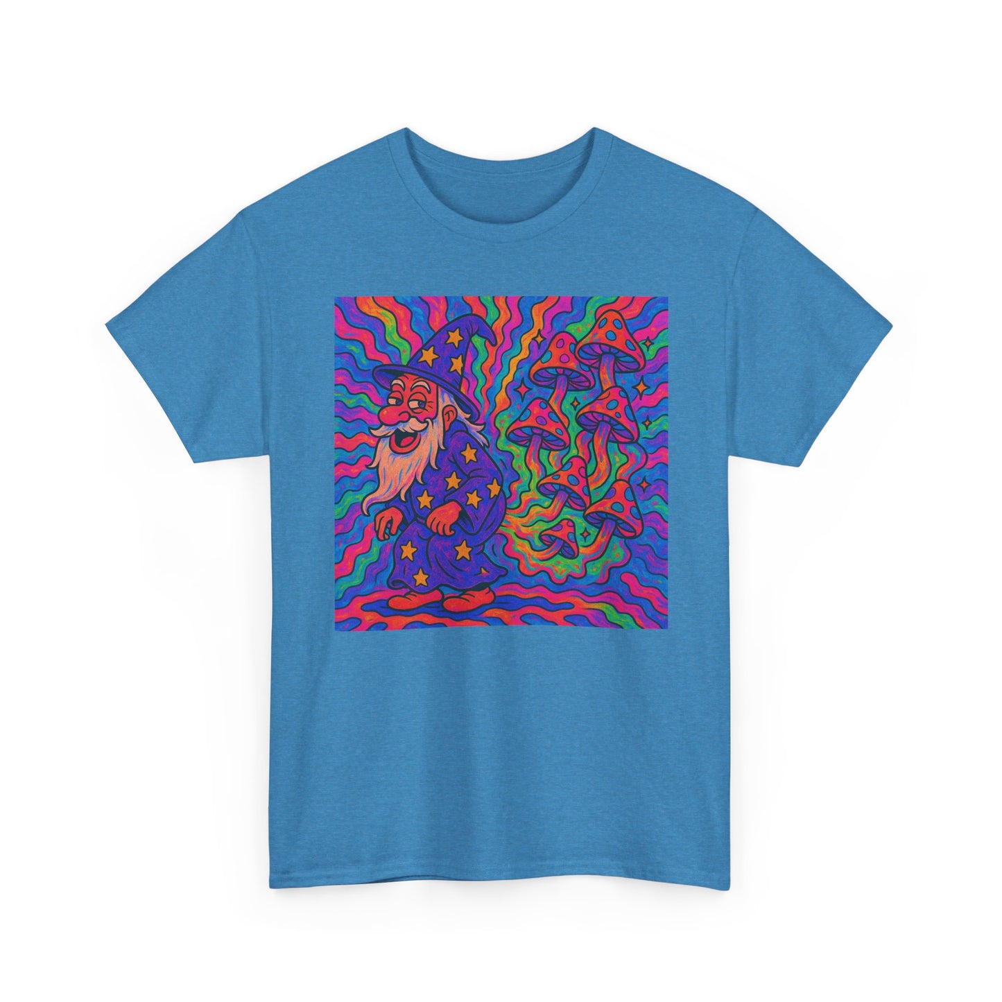 Wizard Farting Magic Mushrooms Graphic T Shirt Funny Unisex Heavy Cotton Tee