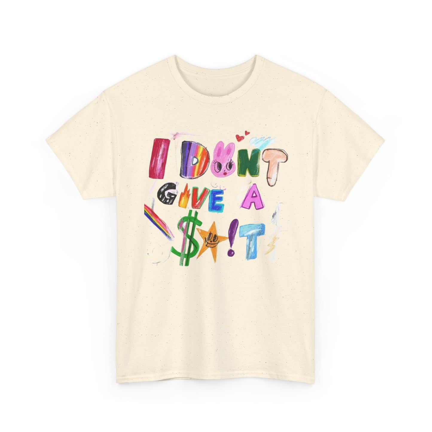 I Dont Care Funny Drawing Graphic T-Shirt Unisex Heavy Cotton Tee
