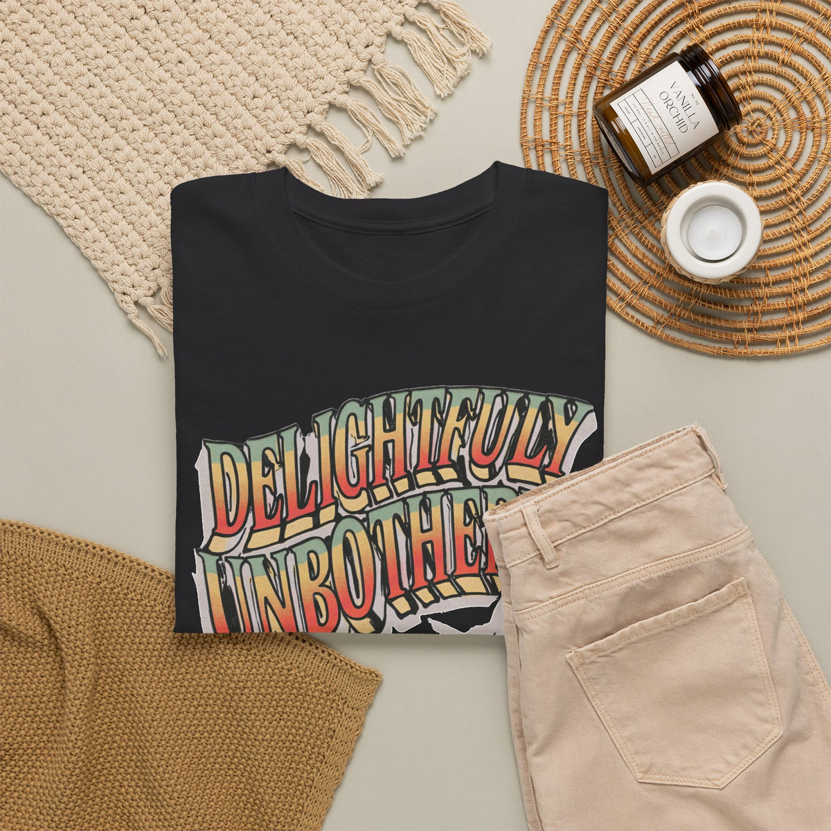 Delightfully Unbothered Cat Graphic T-Shirt Men's Graphic Tee