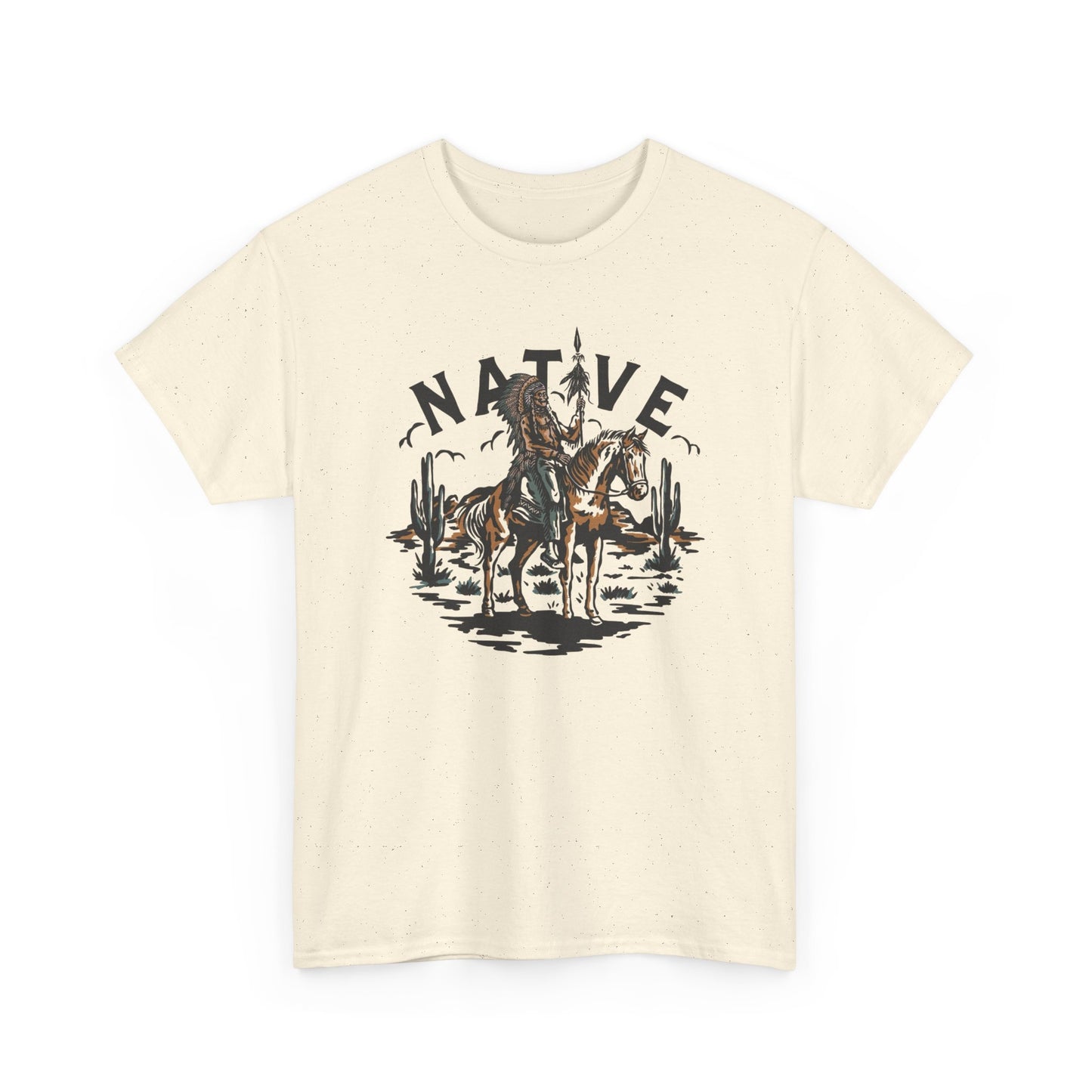 Native American Horse Vintage Graphic T Shirt Unisex Heavy Cotton Tee New Gift