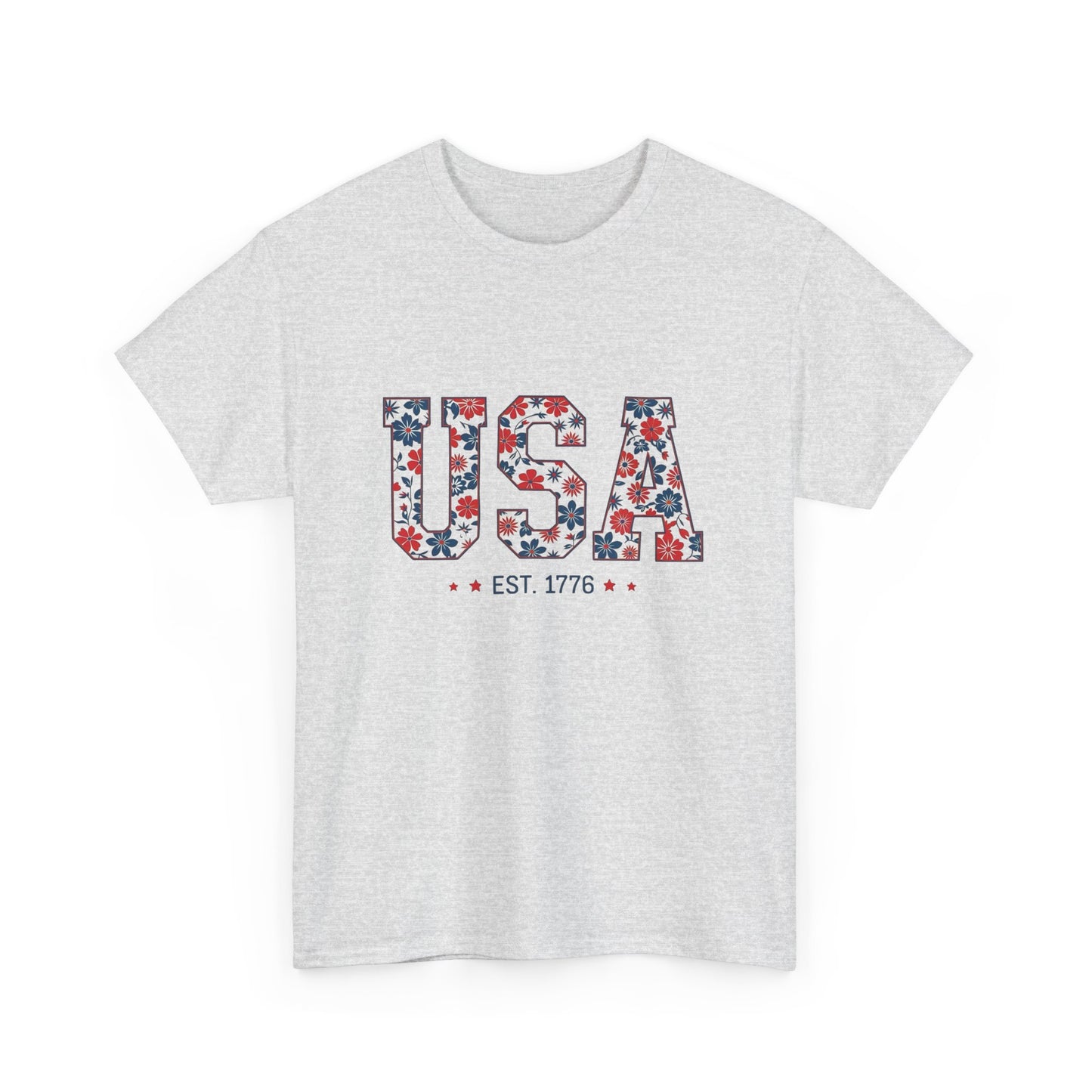 USA Flowers 1776 Graphic T Shirt Heavy Cotton Tee NEW ADULT UNISEX