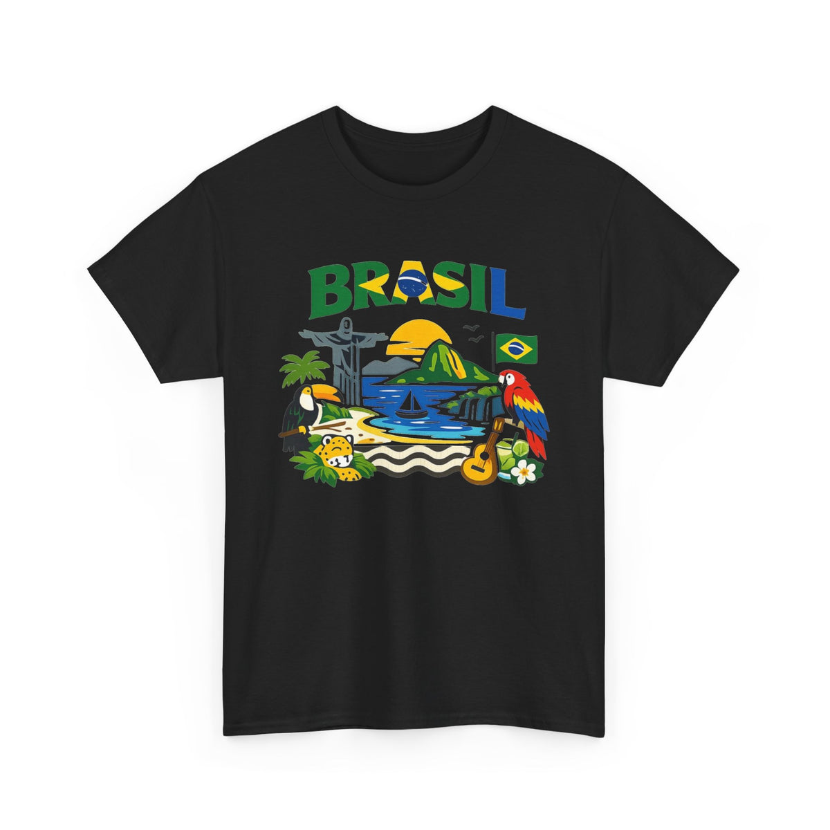 Brazil Flag Retro Graphic T Shirt Men's Heavy Cotton Tee
