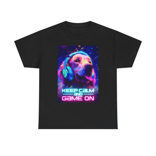 Keep Calm And Game On T Shirt Funny Graphic Gaming Unisex Heavy Cotton Tee